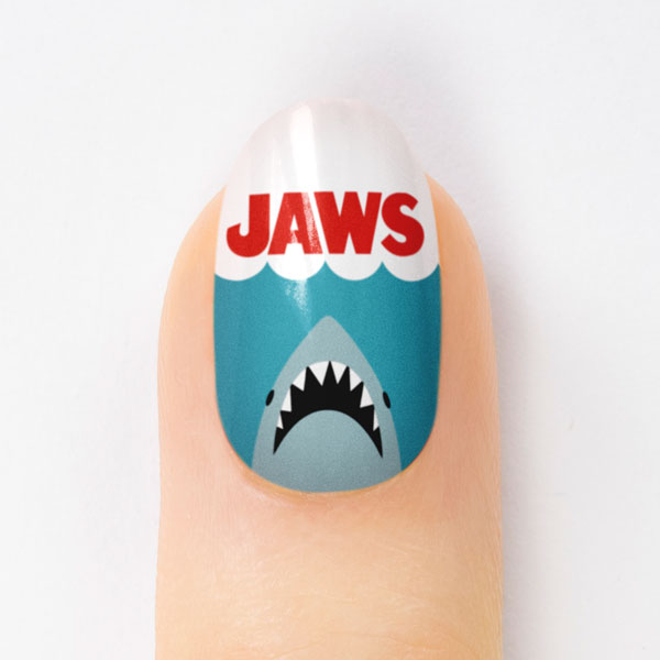Jaws Movie Shark Nail Art Design