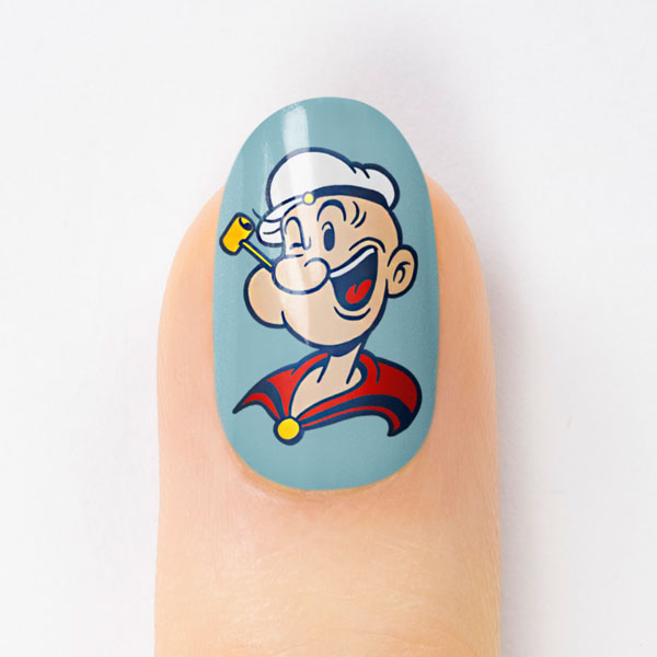 Popeye the Sailor Vintage Nail Art Design