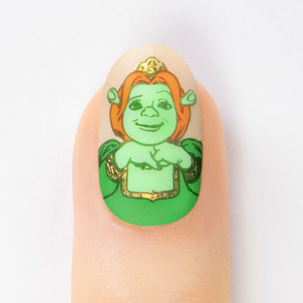 Shrek Movie Fiona Nail Art Design