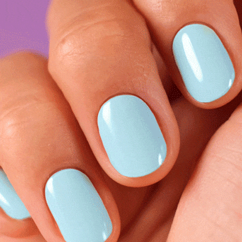 pastel blue manicure using gel polish stickers by moyou