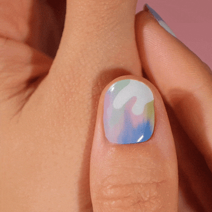 gel polish sticker. with water colour summer manicure by nail artist thenicenailsclub 