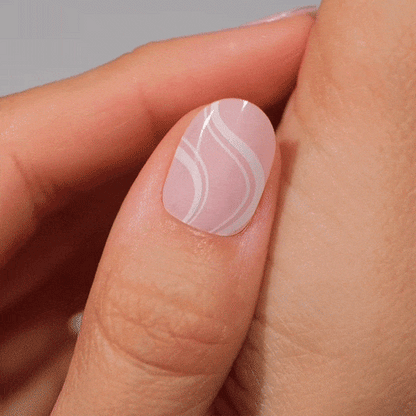 transparent white stripes manicure using gel polish stickers for healthy nails 