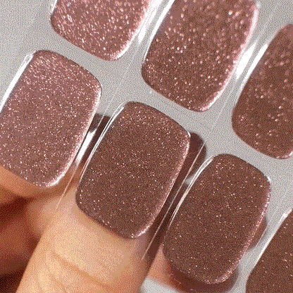 pink rose gold glitter manicure using gel polish stickers by moyou