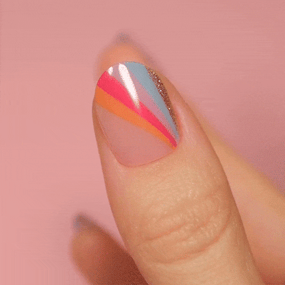 seventies and sixties manicure with summer vibes using gel polish stickers by moyou