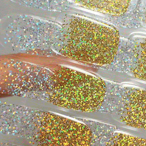 Glitter nail strip with glossy finish gel stickers from real polish holographic effect