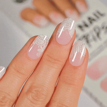 gel strip with white lace design glossy finish nail stickers 