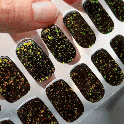 green and yellow sparkle glitter gel polish stickers 