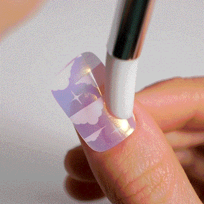 cloudy manicure with purple glow using gel polish stickers by moyou