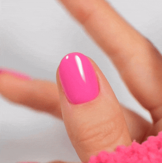 neon pink manicure using gel polish stickers by moyou 