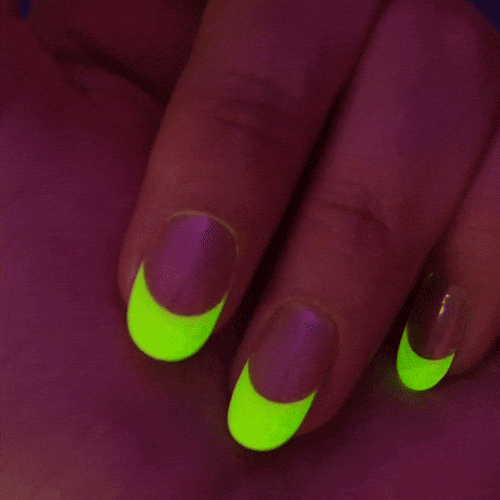 glow in the dark yellow neon French manicure gel polish stickers