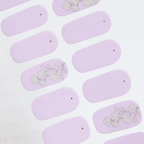 Gel strip pastel lilac with flowers nail stickers by moyou