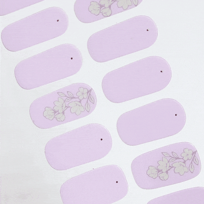 Gel strip pastel lilac with flowers nail stickers by moyou