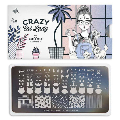 Crazy Cat Lady 10 ✦ Nail Stamping Plate - MoYou London