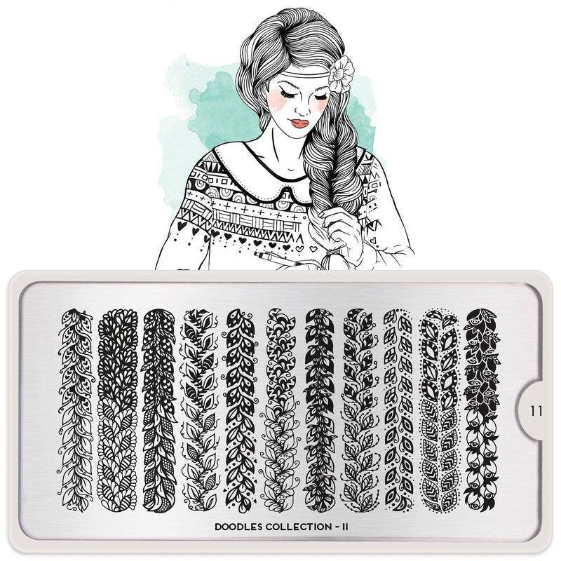 Moyou Stamping Schablone Doodle 01 – Stempelvorlage Aus Edelstahl (6,5 X 12,5 Cm)