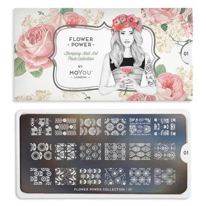 Flower Power 01 ✦ Nail Stamping Plate - MoYou London
