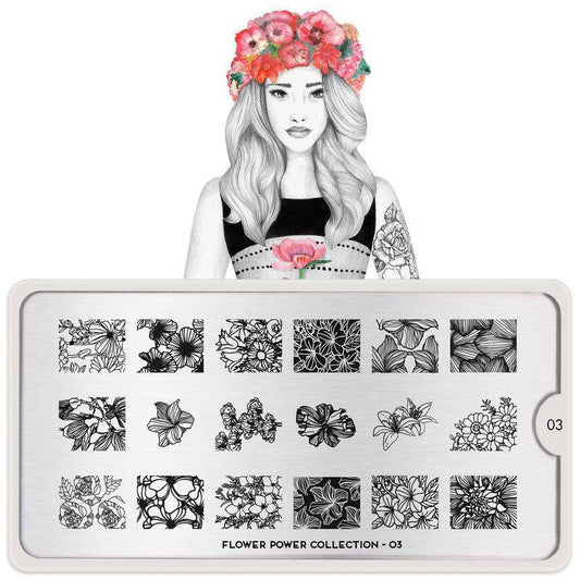 Flower Power 03 ✦ Nail Stamping Plate - MoYou London