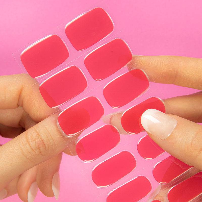 Bright red nail strips in a variety of sizes