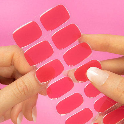 Bright red nail strips in a variety of sizes