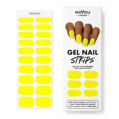 Gel Nail Strip ★ Neon Lemon ★ Neon Glow In The Dark - MoYou London