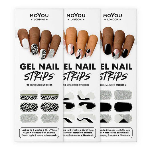 Gel Nail Strip Bundle ★ Black & Silver - MoYou London